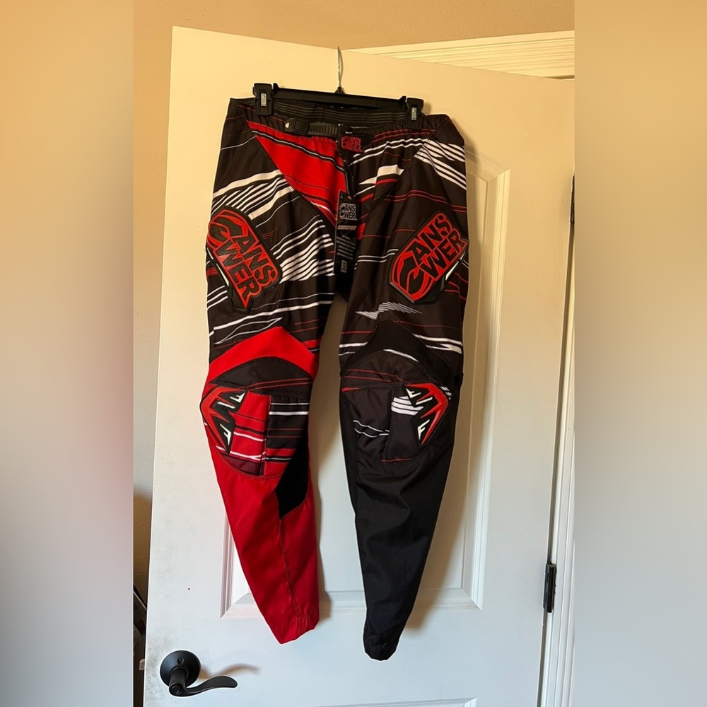 Answer Racing Men's Size 34 Off-Road Pant, Red Black, and White New